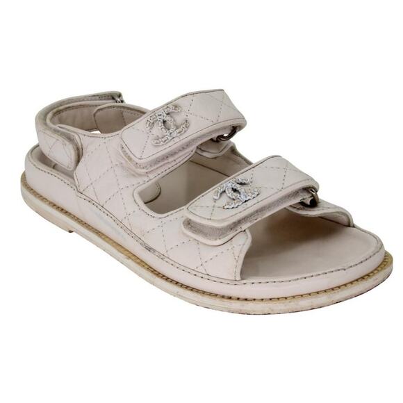 Chanel Dad Flats 38 Leather Lambskin Quilted Sandals CC-0219N-0033 - Picture 6 of 11